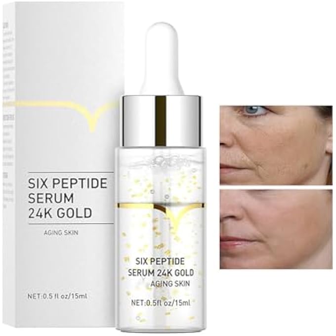 Easilydays FACE PEPTIDES SERUM 24 K GOLD ANTI-AGING SERUM ANTI-WRINKLE OIL FOR SKIN LIFT FIRMING CARE+ELIMINATE FINE LINES+WHITENING MOISTURIZING - Image 1